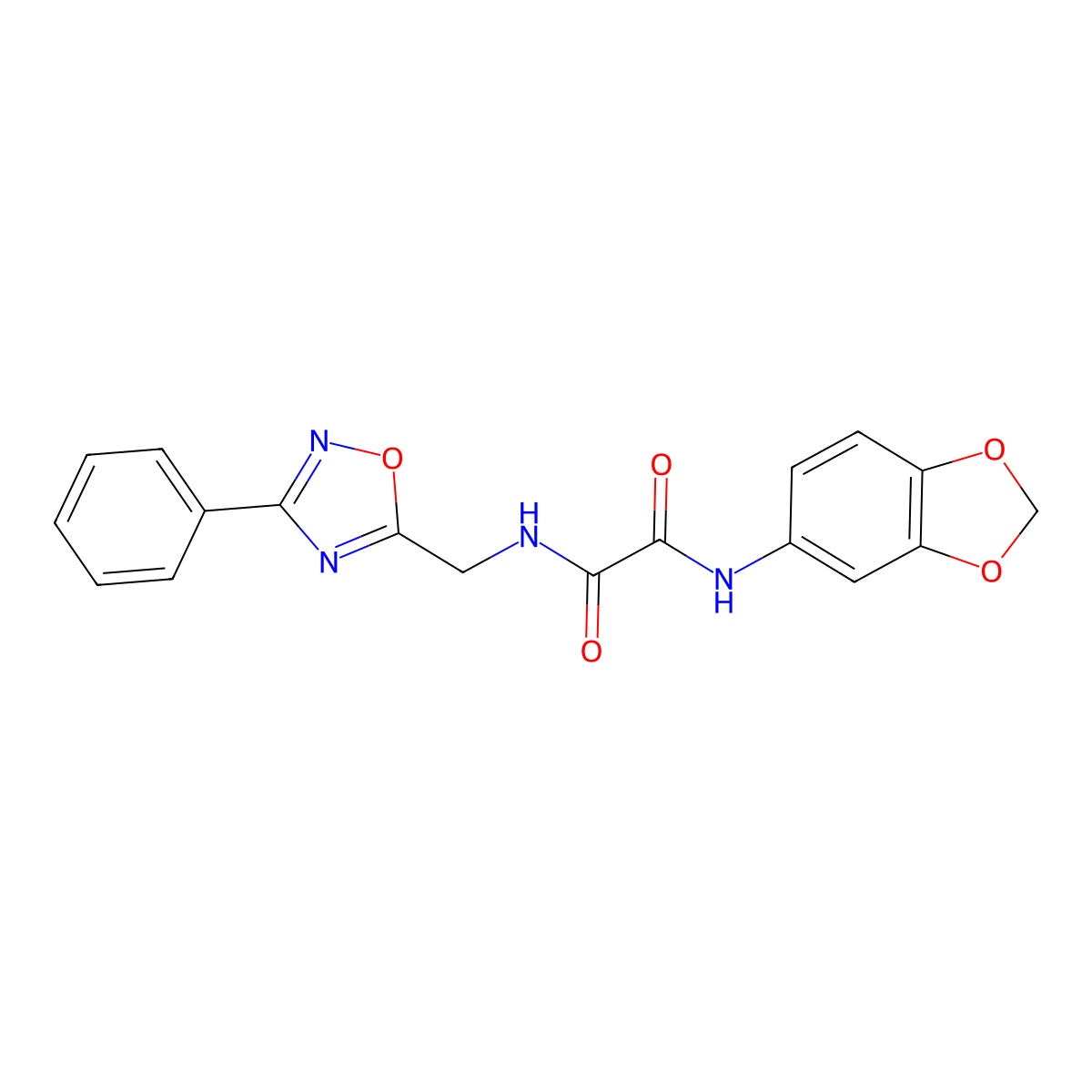 N1-(benzo[d][1,3]dioxol-5-yl)-N2-((3-phenyl-1,2,4-oxadiazol-5-yl)methyl)oxalamide molecular structure, CAS 1207032-76-5