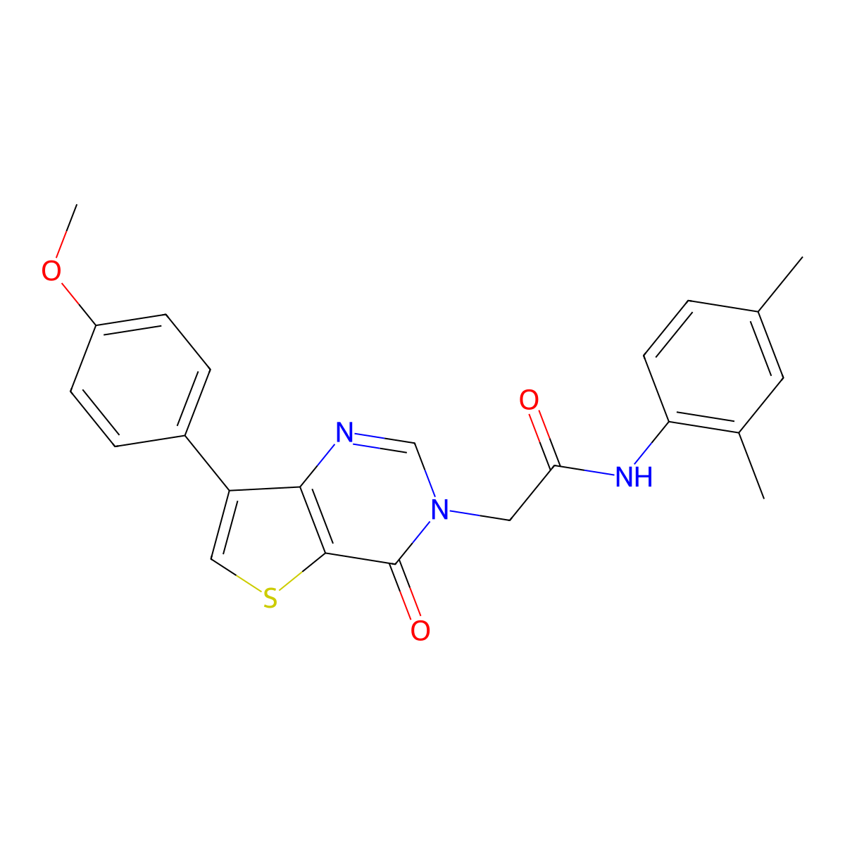 N-(2,4-dimethylphenyl)-2-[7-(4-methoxyphenyl)-4-oxothieno[3,2-d]pyrimidin-3(4H)-yl]acetamide molecular structure, CAS 1207032-87-8