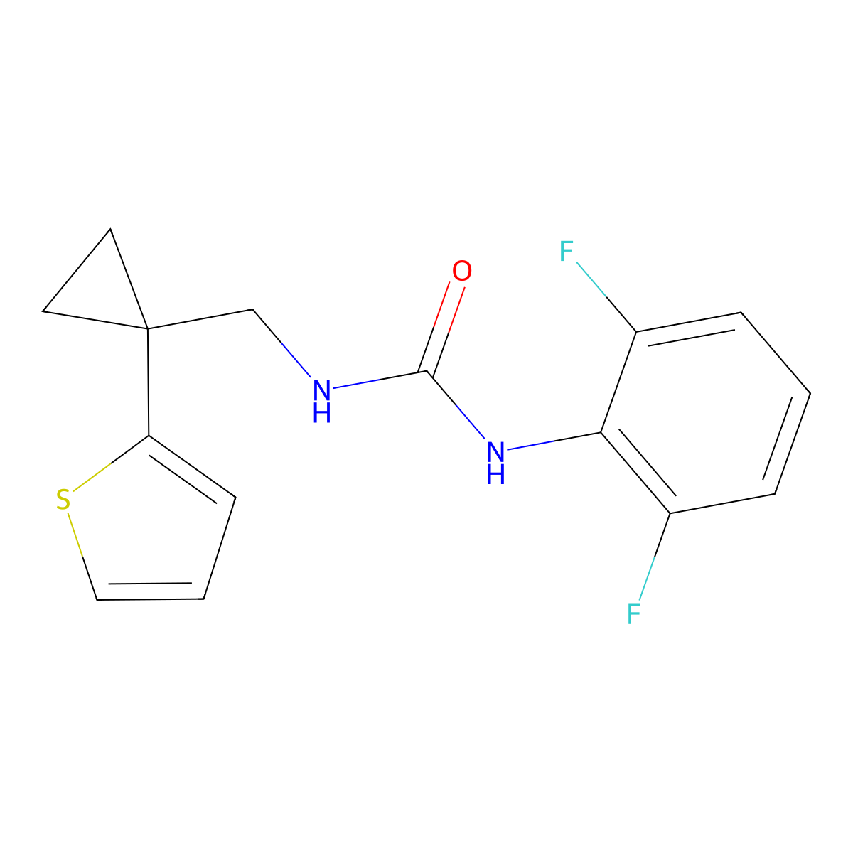 1-(2,6-Difluorophenyl)-3-((1-(thiophen-2-yl)cyclopropyl)methyl)urea molecular structure, CAS 1207032-93-6