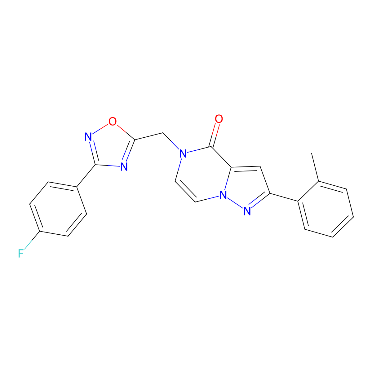 5-((3-(4-fluorophenyl)-1,2,4-oxadiazol-5-yl)methyl)-2-(o-tolyl)pyrazolo[1,5-a]pyrazin-4(5H)-one molecular structure, CAS 1207032-98-1