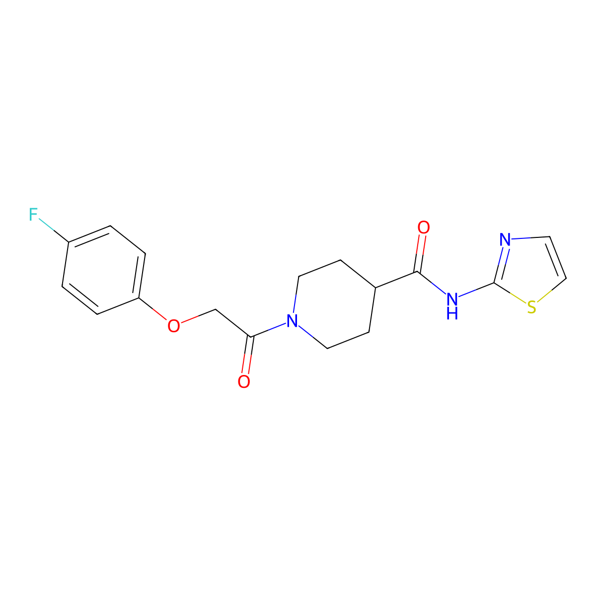 1-(2-(4-fluorophenoxy)acetyl)-N-(thiazol-2-yl)piperidine-4-carboxamide molecular structure, CAS 1207033-01-9