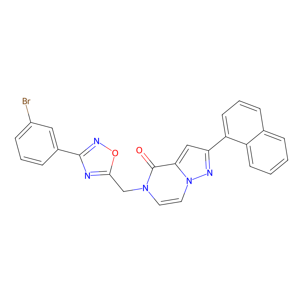 5-((3-(3-bromophenyl)-1,2,4-oxadiazol-5-yl)methyl)-2-(naphthalen-1-yl)pyrazolo[1,5-a]pyrazin-4(5H)-one molecular structure, CAS 1207033-04-2