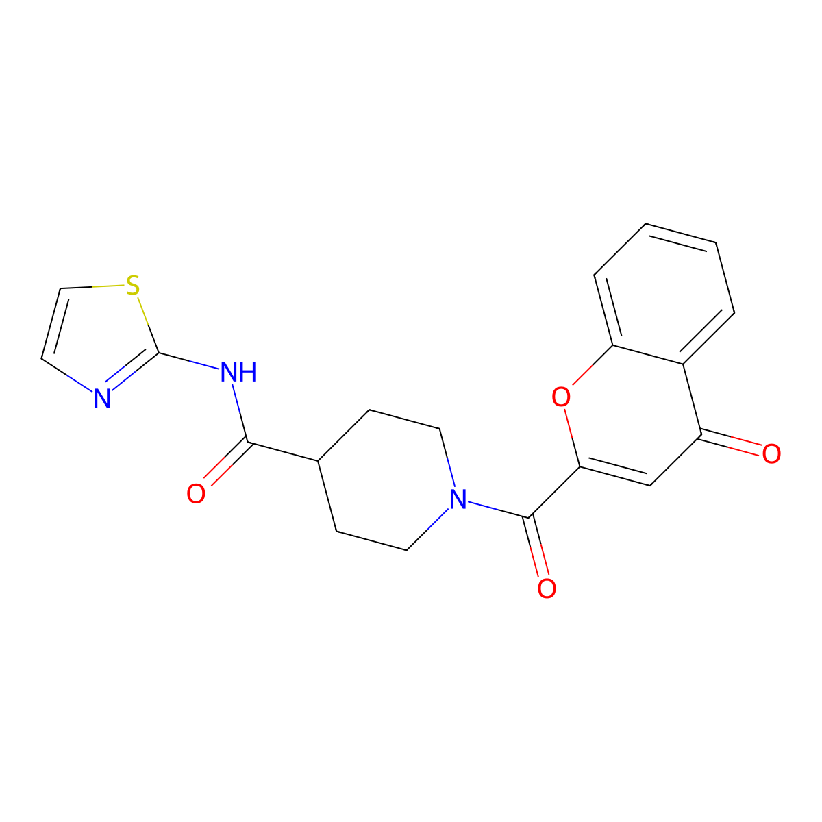 1-(4-oxo-4H-chromene-2-carbonyl)-N-(thiazol-2-yl)piperidine-4-carboxamide molecular structure, CAS 1207033-08-6