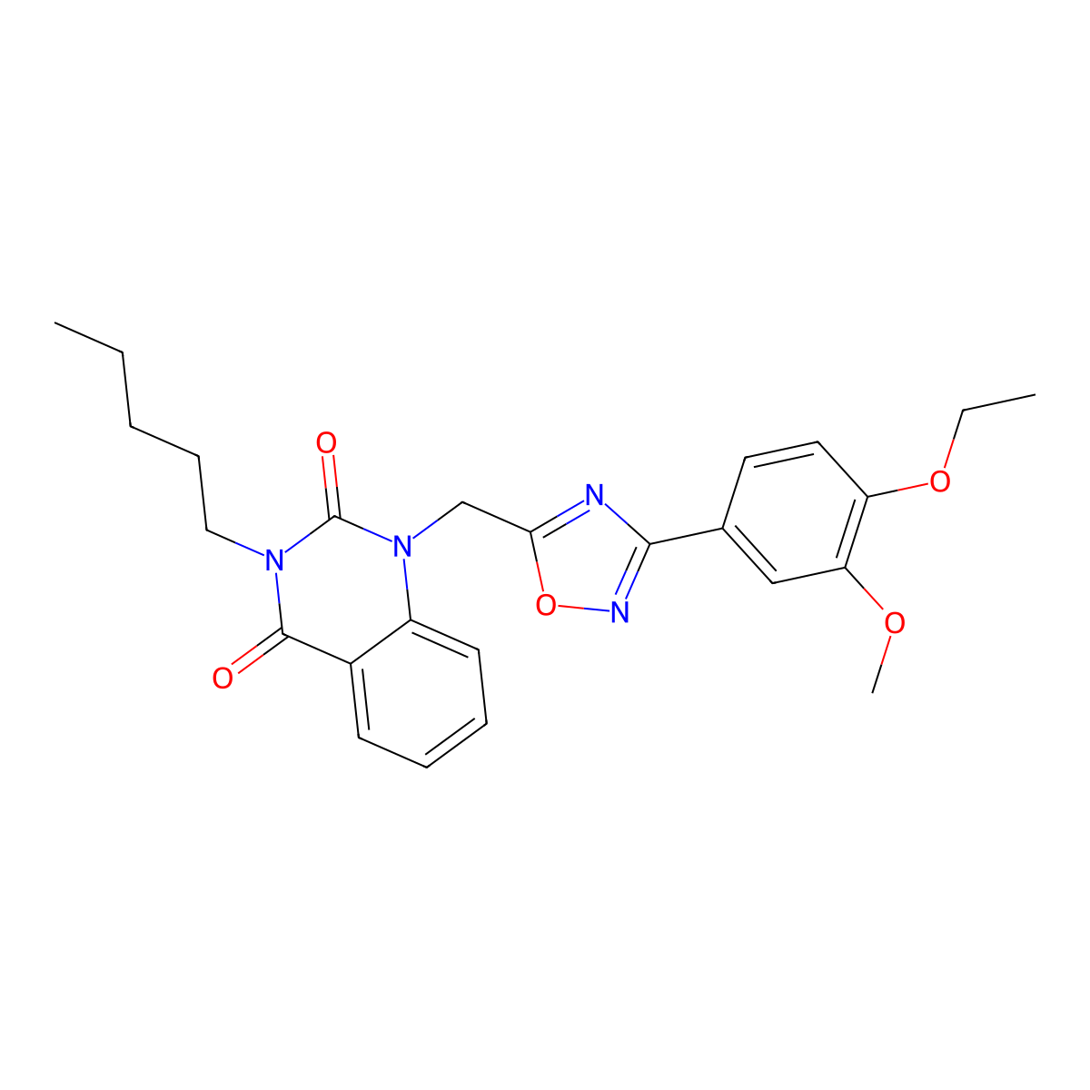 1-((3-(4-ethoxy-3-methoxyphenyl)-1,2,4-oxadiazol-5-yl)methyl)-3-pentylquinazoline-2,4(1H,3H)-dione molecular structure, CAS 1207033-21-3