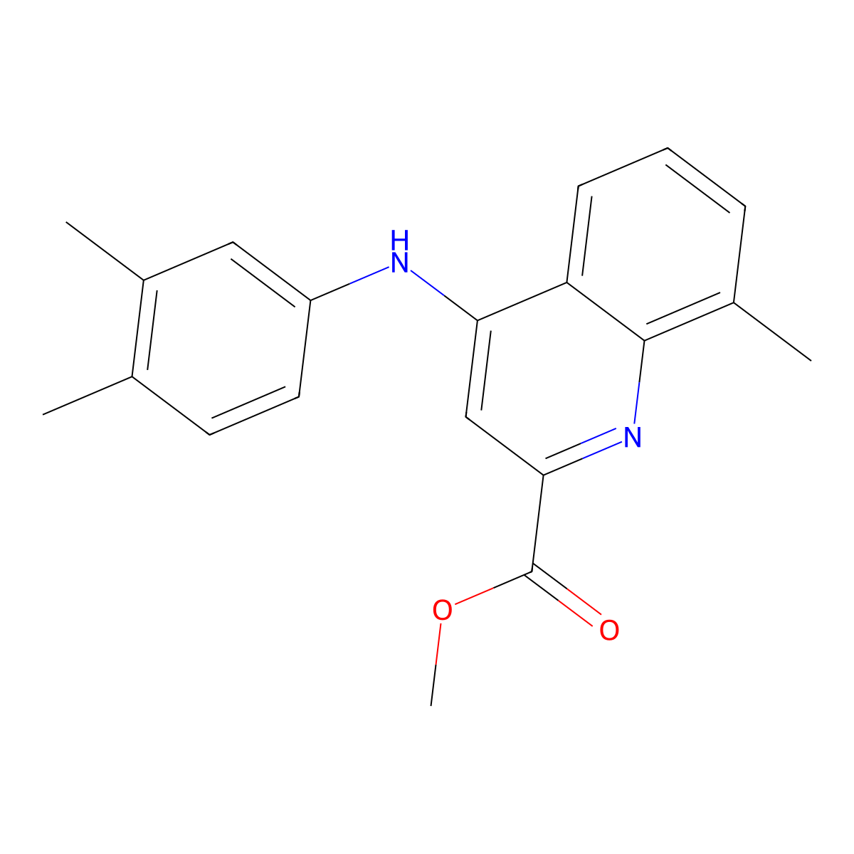 Methyl 4-[(3,4-dimethylphenyl)amino]-8-methylquinoline-2-carboxylate molecular structure, CAS 1207033-23-5