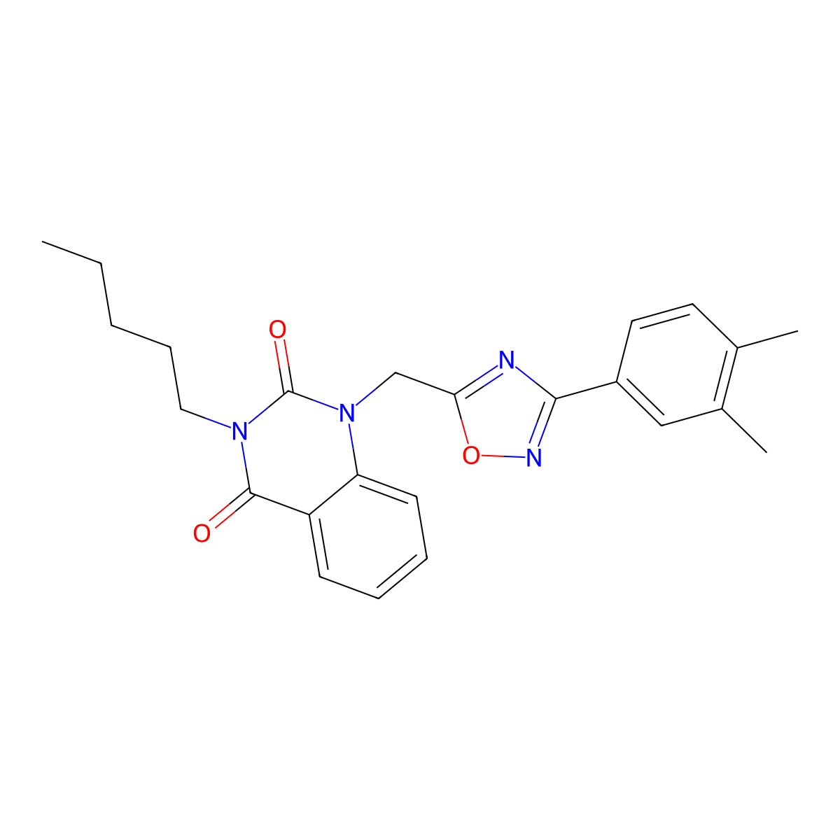1-((3-(3,4-dimethylphenyl)-1,2,4-oxadiazol-5-yl)methyl)-3-pentylquinazoline-2,4(1H,3H)-dione molecular structure, CAS 1207033-27-9