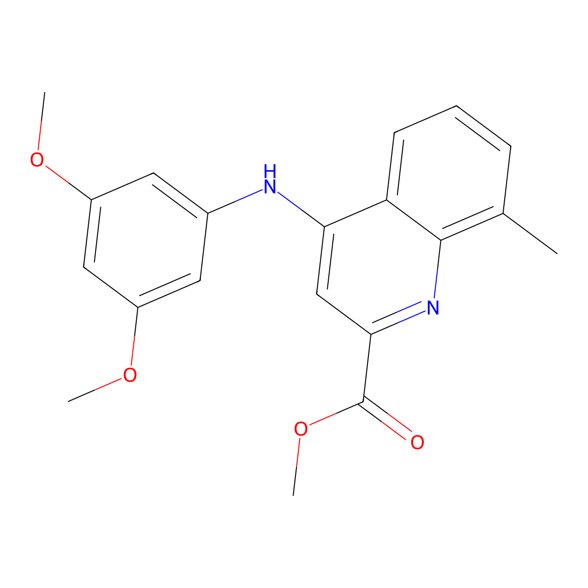 Methyl 4-[(3,5-dimethoxyphenyl)amino]-8-methylquinoline-2-carboxylate molecular structure, CAS 1207033-28-0