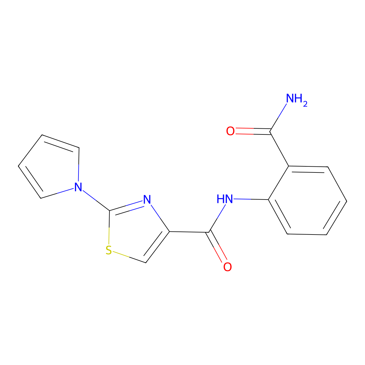 N-(2-carbamoylphenyl)-2-(1H-pyrrol-1-yl)thiazole-4-carboxamide molecular structure, CAS 1207033-29-1