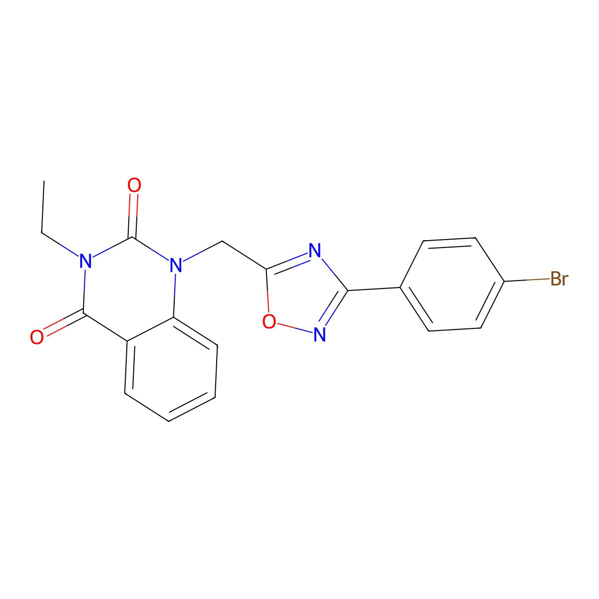 1-((3-(4-bromophenyl)-1,2,4-oxadiazol-5-yl)methyl)-3-ethylquinazoline-2,4(1H,3H)-dione molecular structure, CAS 1207033-32-6