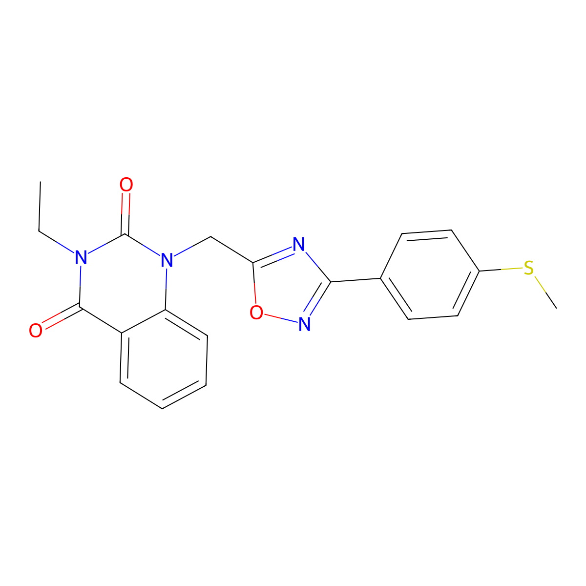 3-ethyl-1-((3-(4-(methylthio)phenyl)-1,2,4-oxadiazol-5-yl)methyl)quinazoline-2,4(1H,3H)-dione molecular structure, CAS 1207033-39-3