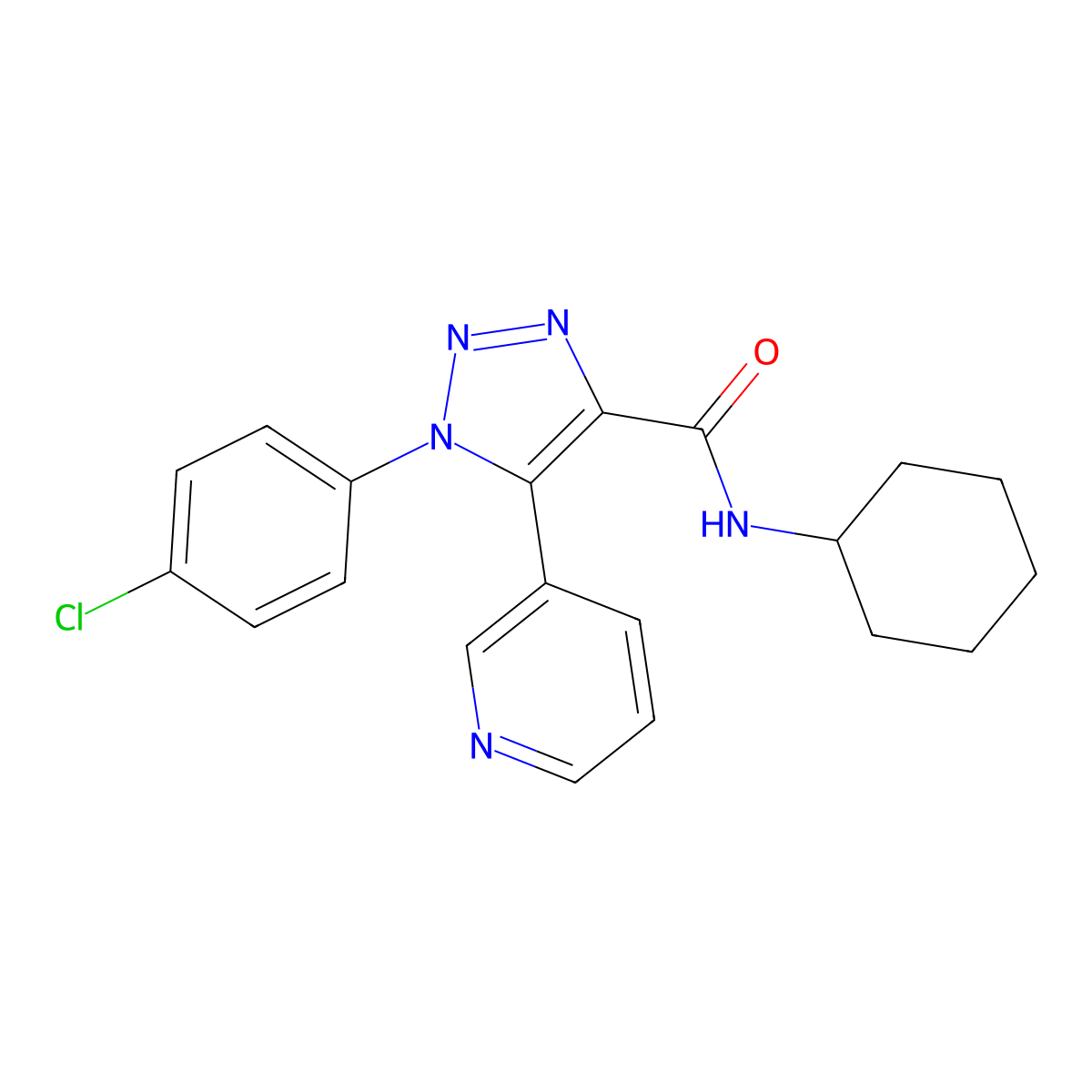 1-(4-chlorophenyl)-N-cyclohexyl-5-(pyridin-3-yl)-1H-1,2,3-triazole-4-carboxamide molecular structure, CAS 1207033-44-0
