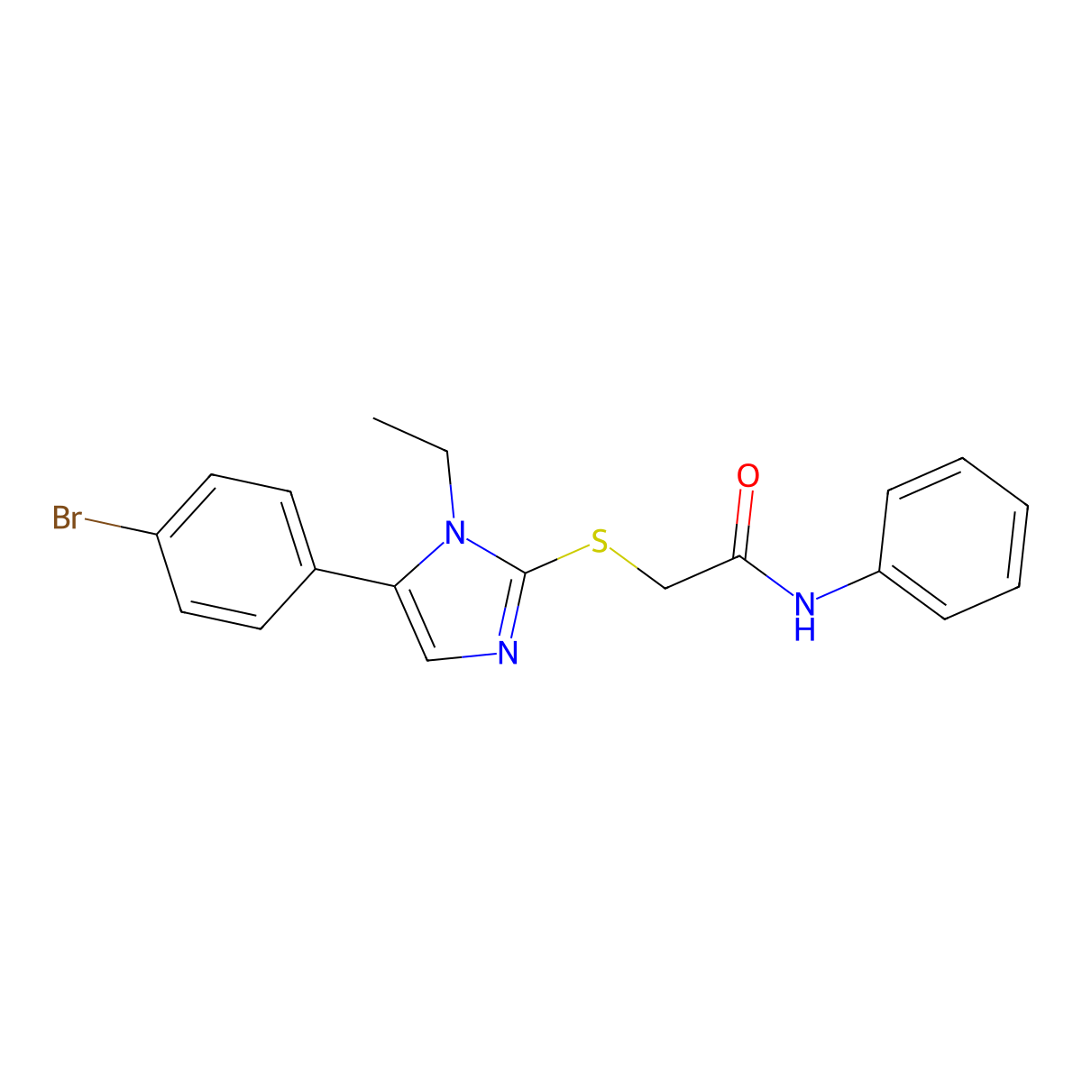 2-((5-(4-bromophenyl)-1-ethyl-1H-imidazol-2-yl)thio)-N-phenylacetamide molecular structure, CAS 1207033-49-5
