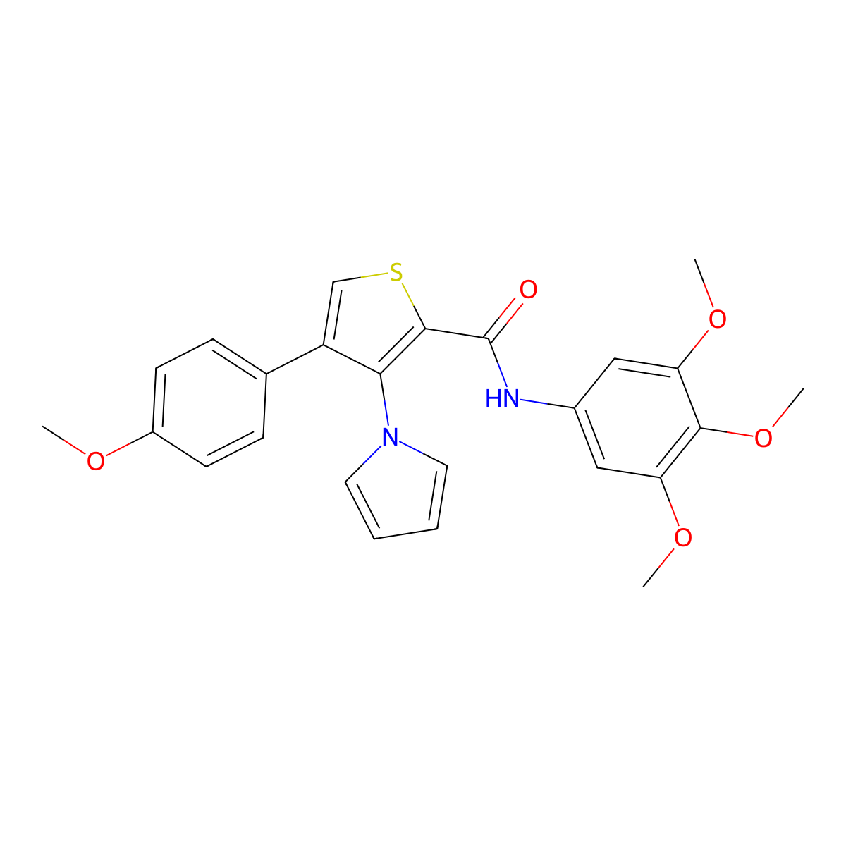 4-(4-methoxyphenyl)-3-(1H-pyrrol-1-yl)-N-(3,4,5-trimethoxyphenyl)thiophene-2-carboxamide molecular structure, CAS 1207033-52-0