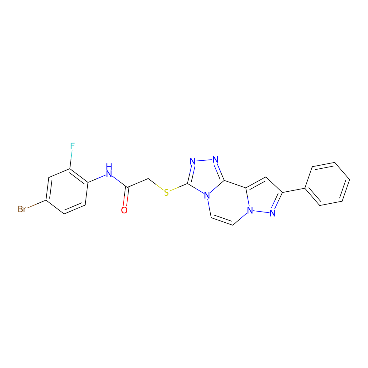 N-(4-bromo-2-fluorophenyl)-2-((9-phenylpyrazolo[1,5-a][1,2,4]triazolo[3,4-c]pyrazin-3-yl)thio)acetamide molecular structure, CAS 1207033-53-1