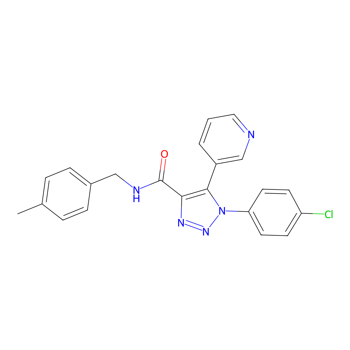 1-(4-chlorophenyl)-N-(4-methylbenzyl)-5-(pyridin-3-yl)-1H-1,2,3-triazole-4-carboxamide molecular structure, CAS 1207033-58-6