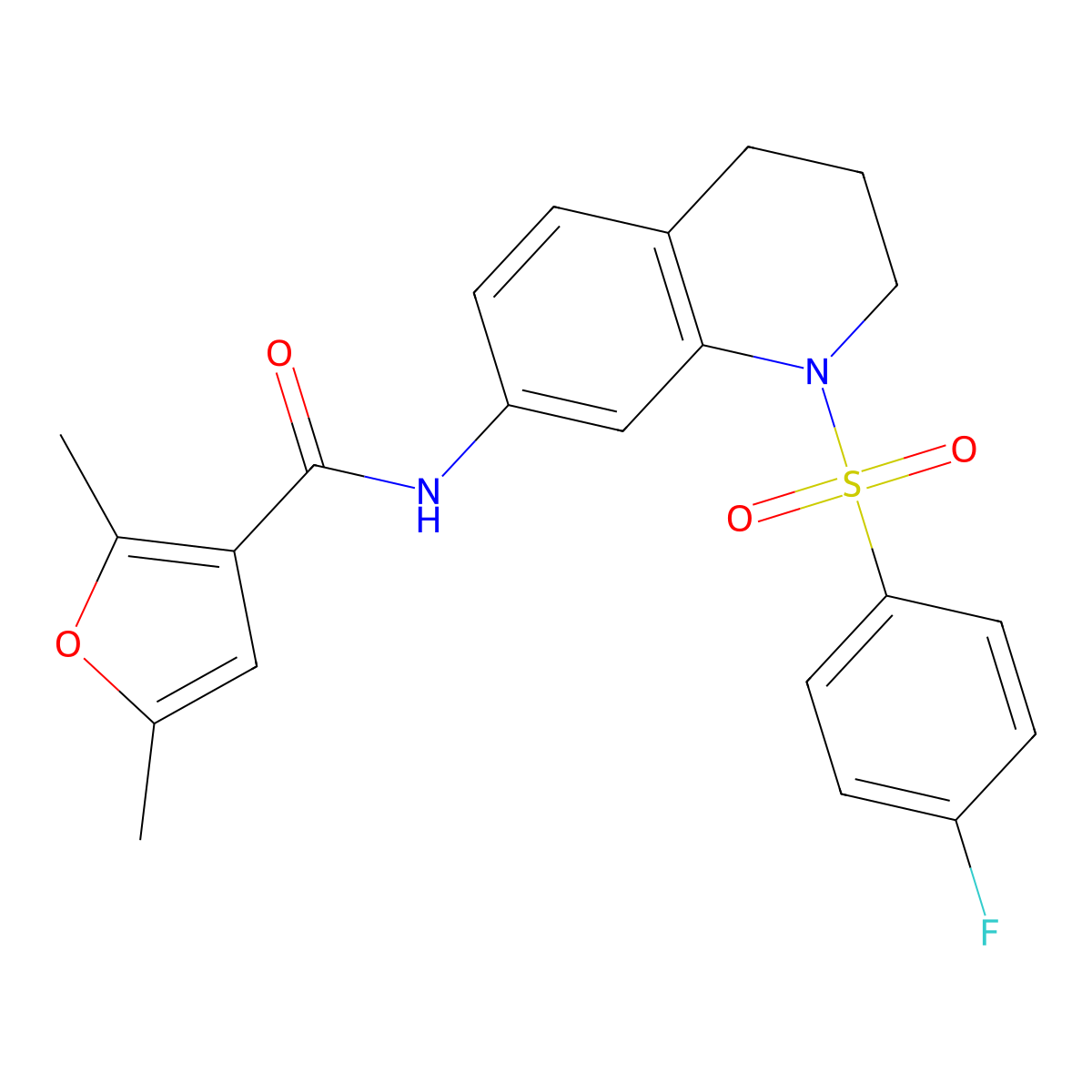 N-[1-(4-fluorobenzenesulfonyl)-1,2,3,4-tetrahydroquinolin-7-yl]-2,5-dimethylfuran-3-carboxamide molecular structure, CAS 1207033-61-1