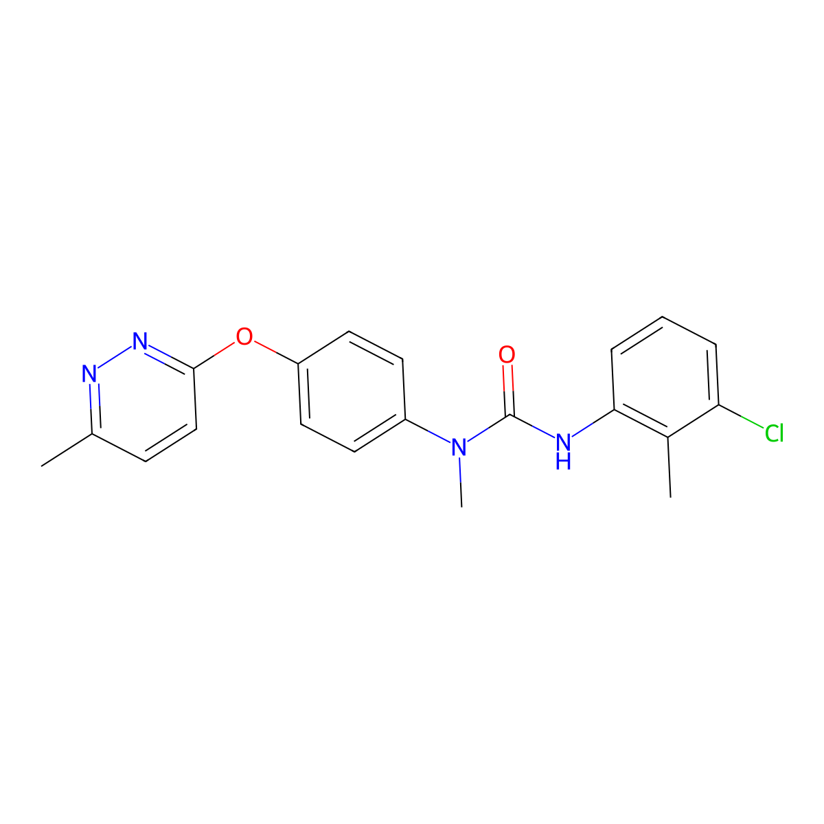 3-(3-Chloro-2-methylphenyl)-1-methyl-1-{4-[(6-methylpyridazin-3-yl)oxy]phenyl}urea molecular structure, CAS 1207033-66-6