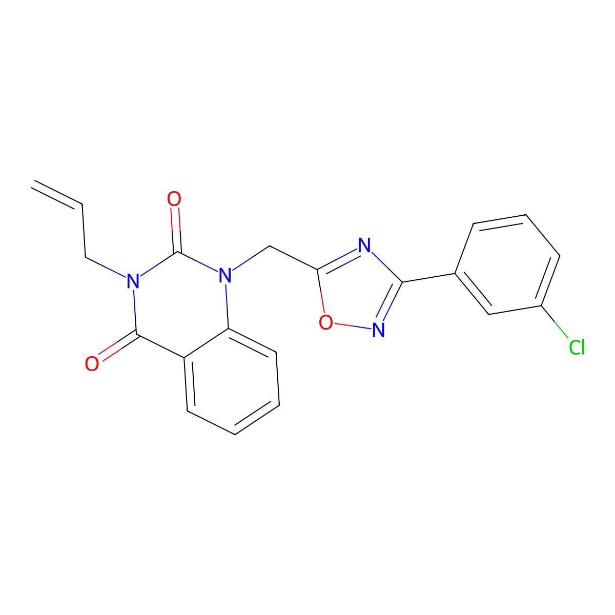 3-allyl-1-((3-(3-chlorophenyl)-1,2,4-oxadiazol-5-yl)methyl)quinazoline-2,4(1H,3H)-dione molecular structure, CAS 1207033-67-7
