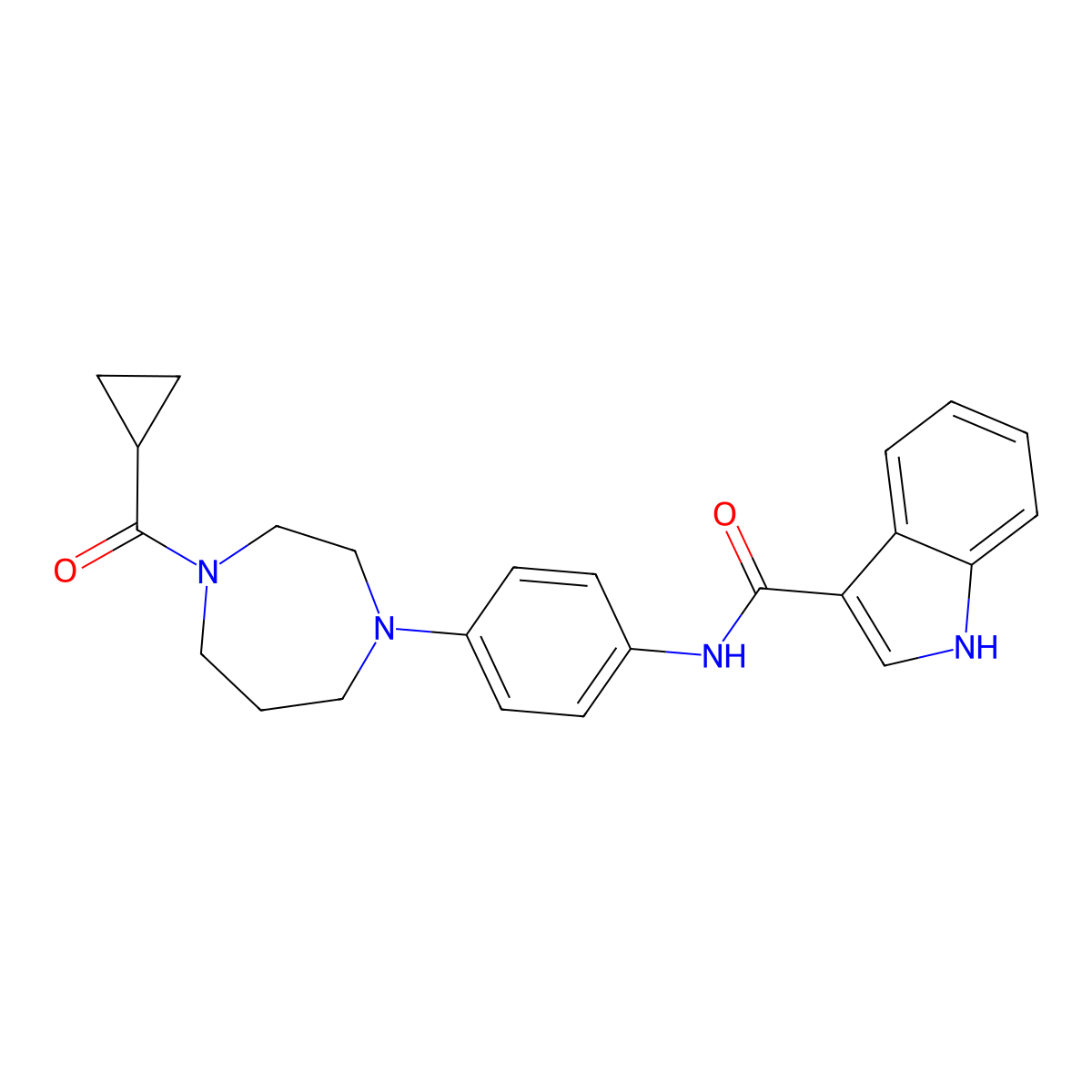 N-[4-(4-cyclopropanecarbonyl-1,4-diazepan-1-yl)phenyl]-1H-indole-3-carboxamide molecular structure, CAS 1207033-70-2