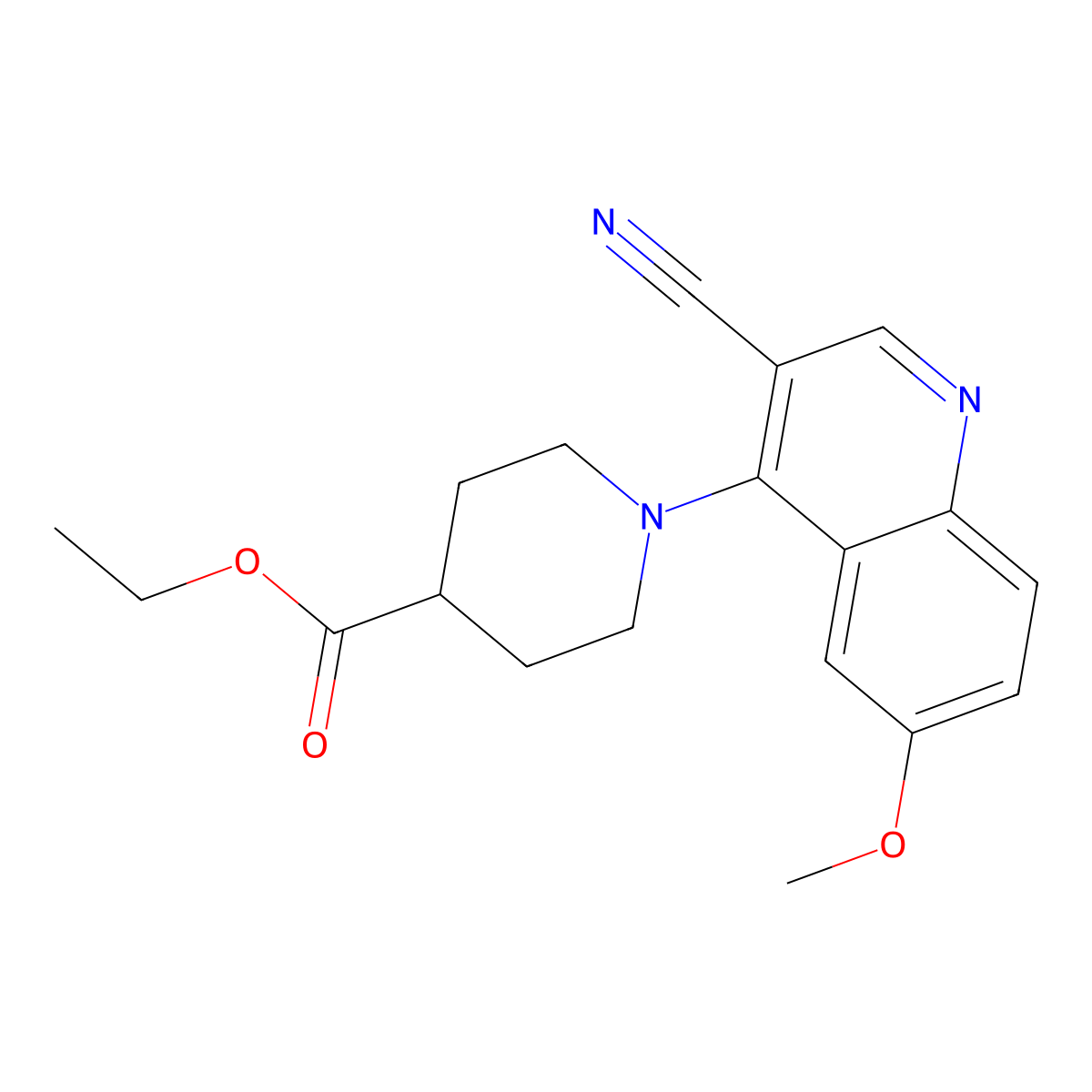 Ethyl 1-(3-cyano-6-methoxyquinolin-4-yl)piperidine-4-carboxylate molecular structure, CAS 1207033-74-6