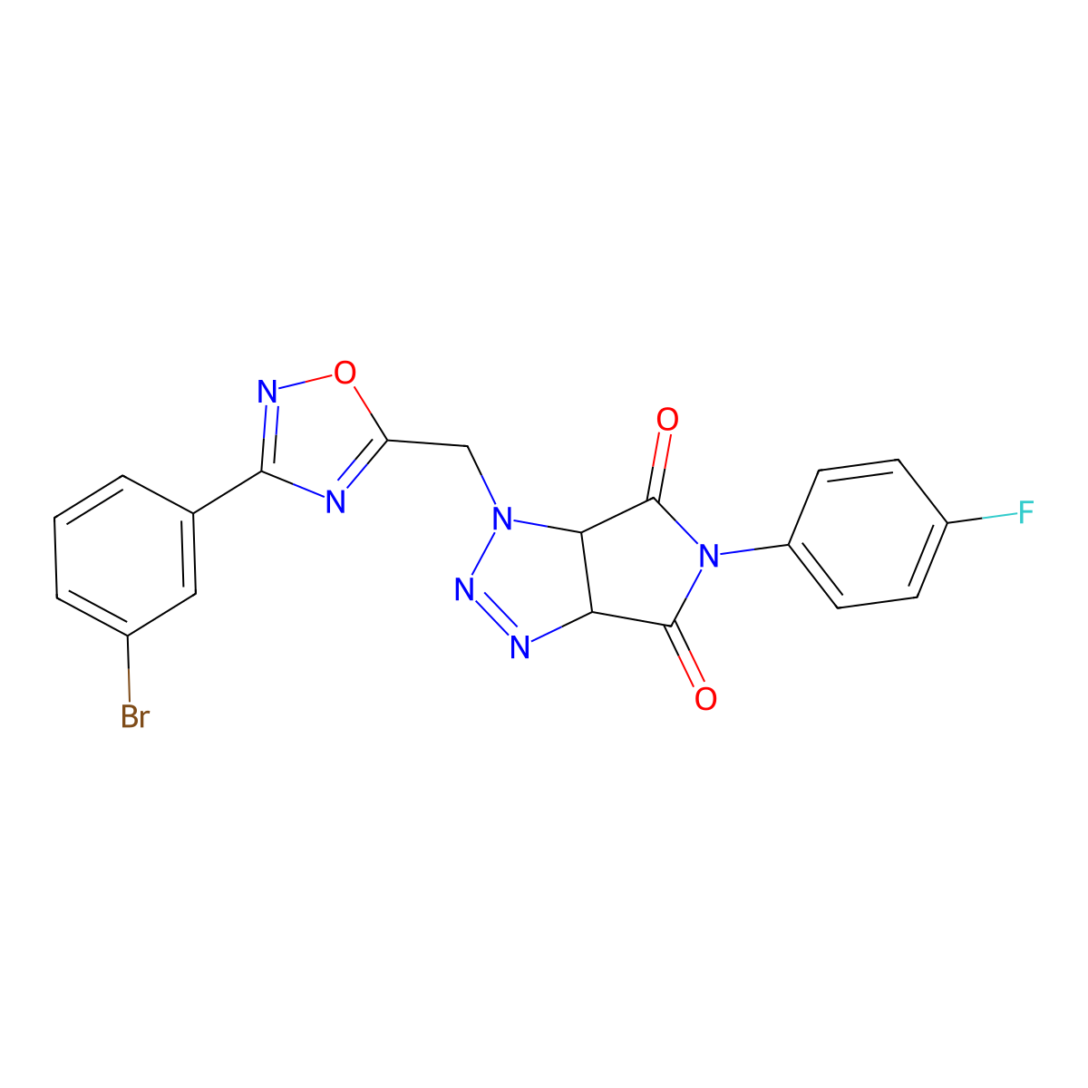 1-((3-(3-bromophenyl)-1,2,4-oxadiazol-5-yl)methyl)-5-(4-fluorophenyl)-1,6a-dihydropyrrolo[3,4-d][1,2,3]triazole-4,6(3aH,5H)-dione molecular structure, CAS 1207033-76-8