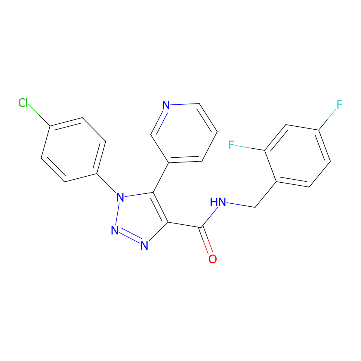 1-(4-chlorophenyl)-N-(2,4-difluorobenzyl)-5-(pyridin-3-yl)-1H-1,2,3-triazole-4-carboxamide molecular structure, CAS 1207033-85-9