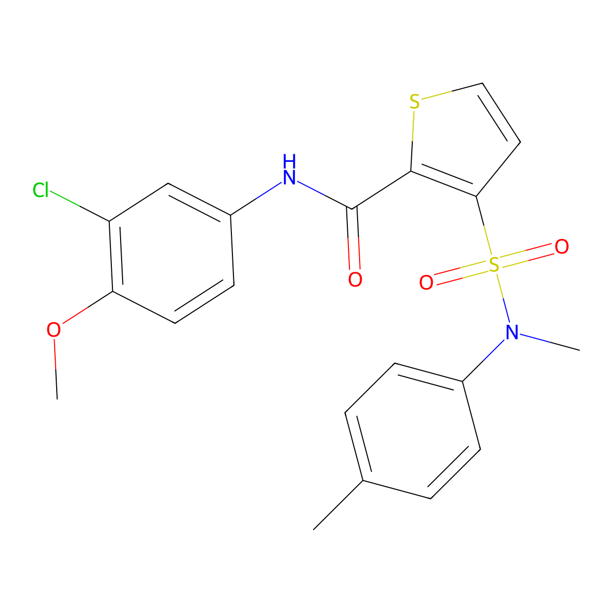 N-(3-chloro-4-methoxyphenyl)-3-[methyl(4-methylphenyl)sulfamoyl]thiophene-2-carboxamide molecular structure, CAS 1207033-87-1