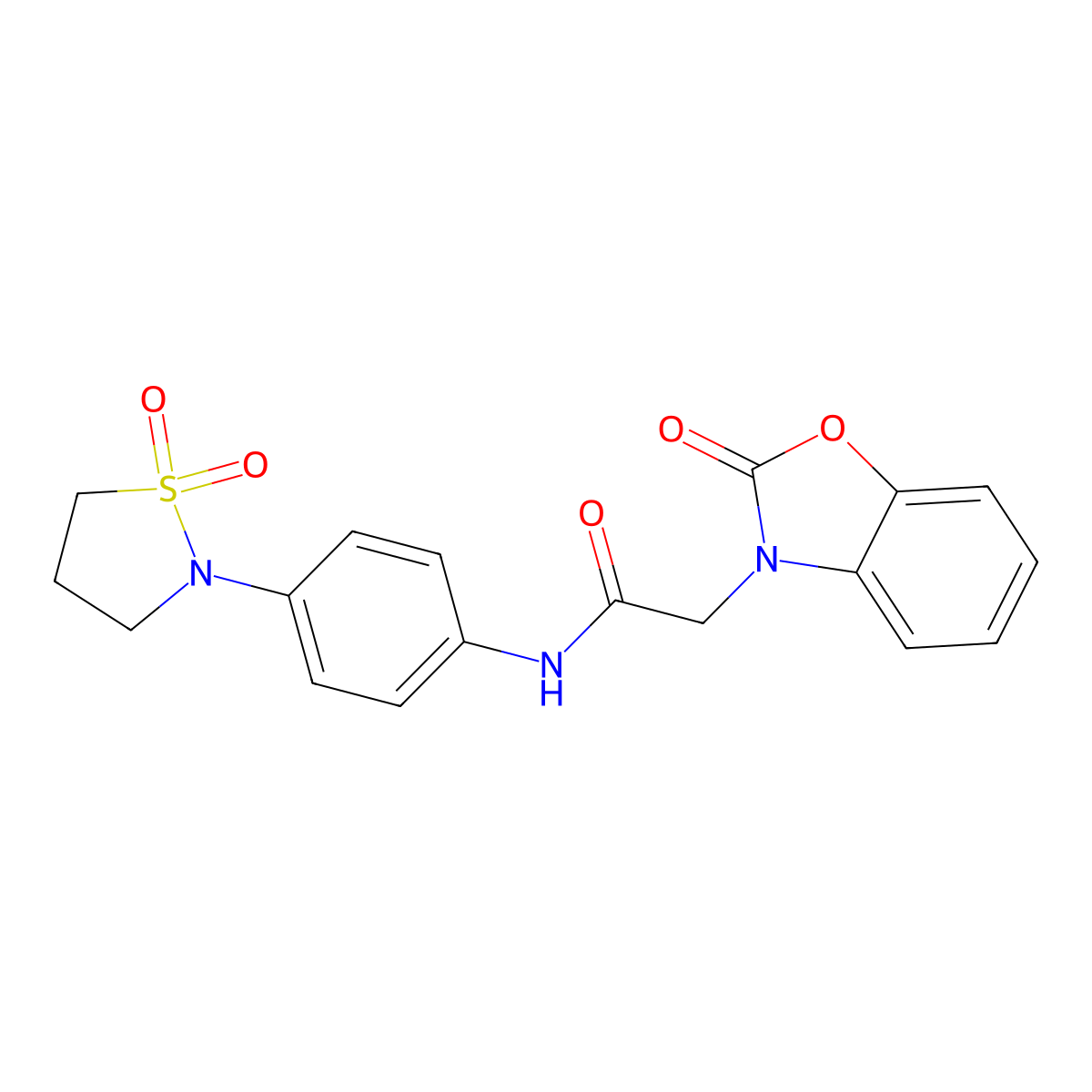 N-(4-(1,1-dioxidoisothiazolidin-2-yl)phenyl)-2-(2-oxobenzo[d]oxazol-3(2H)-yl)acetamide molecular structure, CAS 1207033-88-2