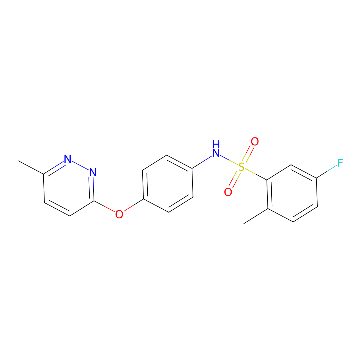 5-fluoro-2-methyl-N-(4-((6-methylpyridazin-3-yl)oxy)phenyl)benzenesulfonamide molecular structure, CAS 1207033-89-3