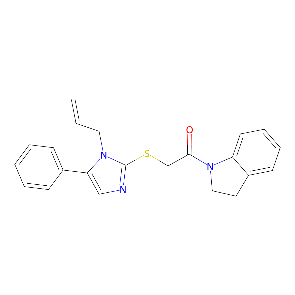 2-((1-allyl-5-phenyl-1H-imidazol-2-yl)thio)-1-(indolin-1-yl)ethanone molecular structure, CAS 1207033-91-7