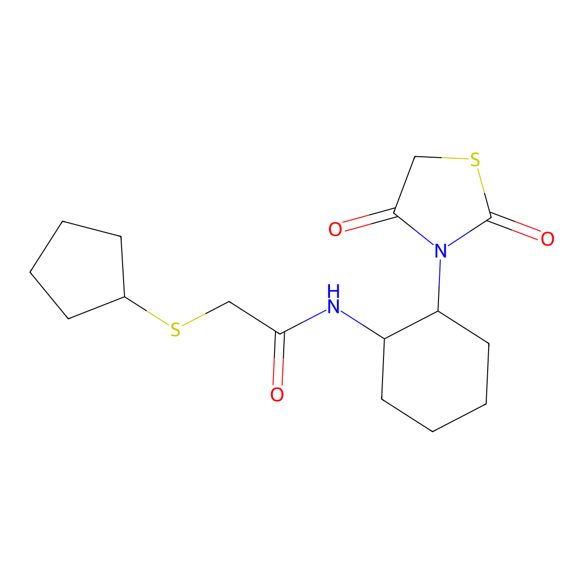 2-(cyclopentylthio)-N-(2-(2,4-dioxothiazolidin-3-yl)cyclohexyl)acetamide molecular structure, CAS 1207033-95-1