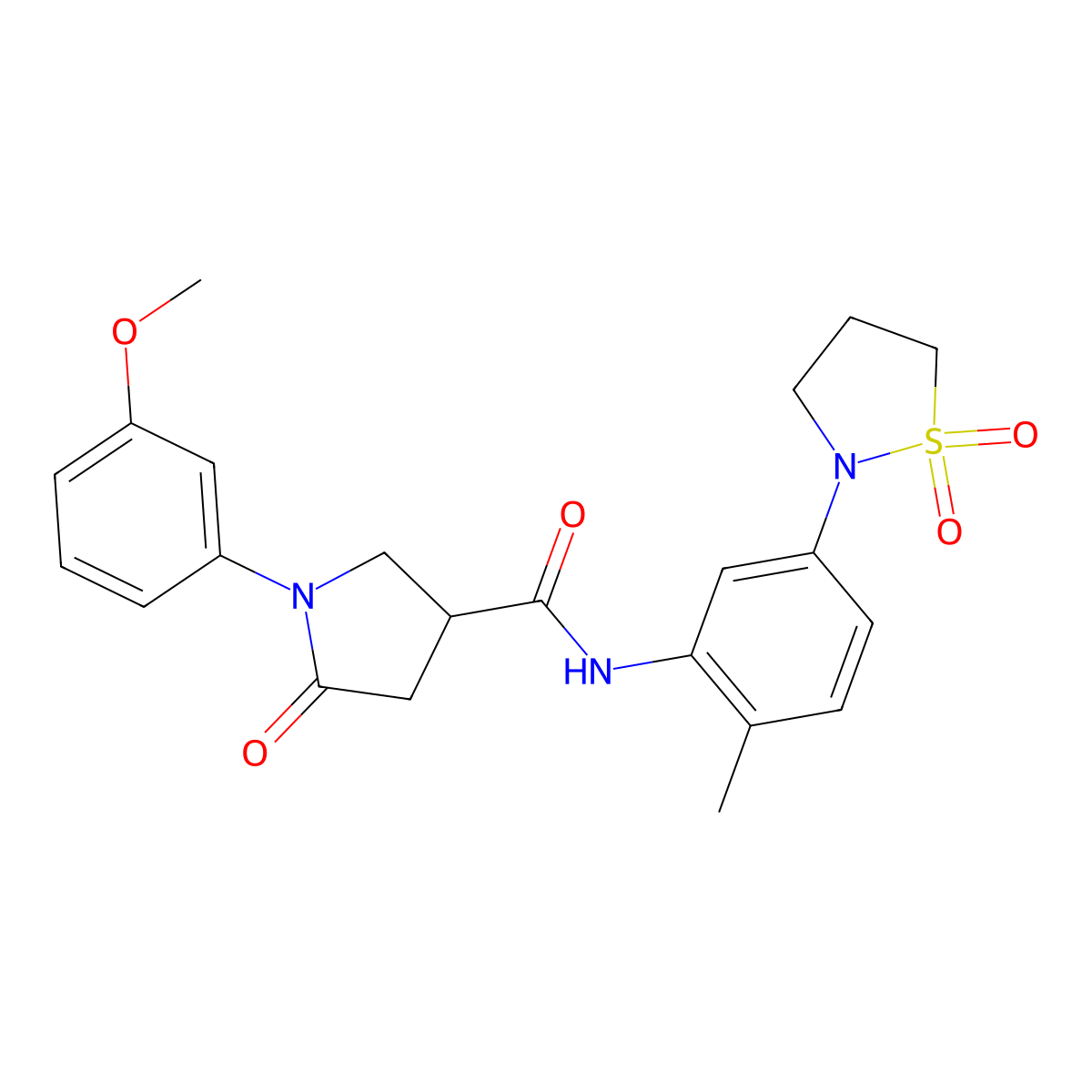 N-(5-(1,1-dioxidoisothiazolidin-2-yl)-2-methylphenyl)-1-(3-methoxyphenyl)-5-oxopyrrolidine-3-carboxamide molecular structure, CAS 1207033-96-2