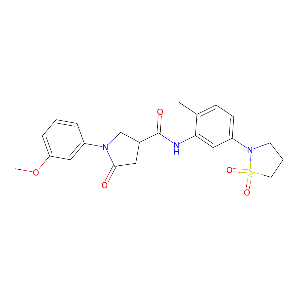 N-(5-(1,1-dioxidoisothiazolidin-2-yl)-2-methylphenyl)-1-(3-methoxyphenyl)-5-oxopyrrolidine-3-carboxamide molecular structure, CAS 1207033-96-2