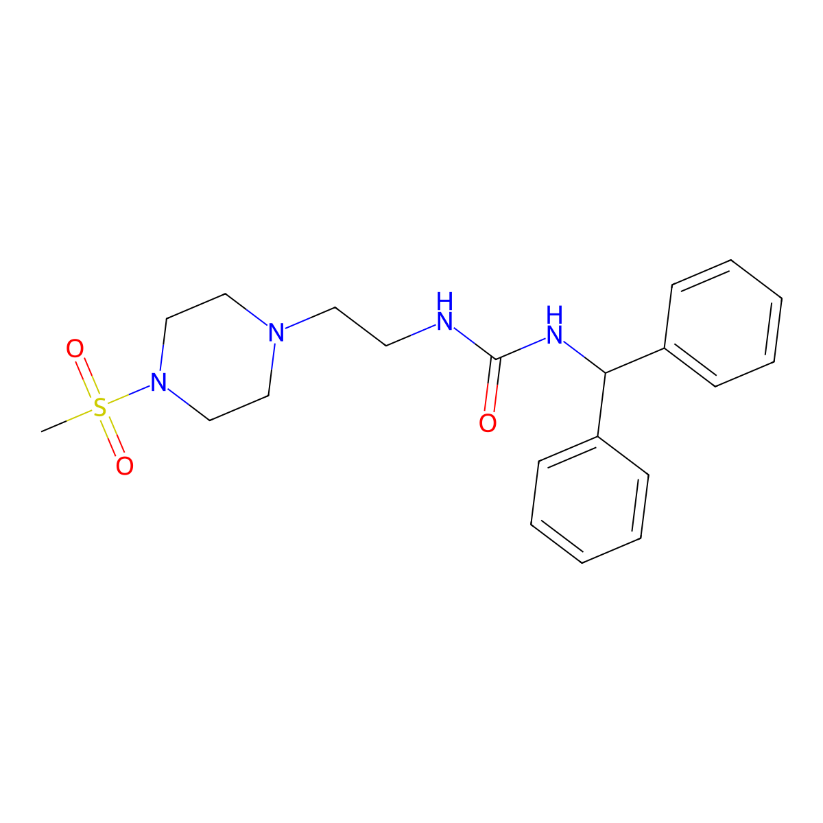 1-Benzhydryl-3-(2-(4-(methylsulfonyl)piperazin-1-yl)ethyl)urea molecular structure, CAS 1207033-97-3