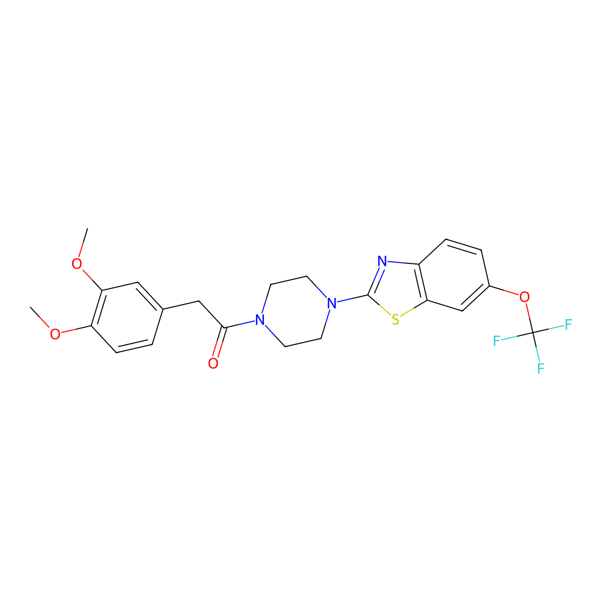 2-(3,4-Dimethoxyphenyl)-1-(4-(6-(trifluoromethoxy)benzo[d]thiazol-2-yl)piperazin-1-yl)ethanone molecular structure, CAS 1207034-00-1
