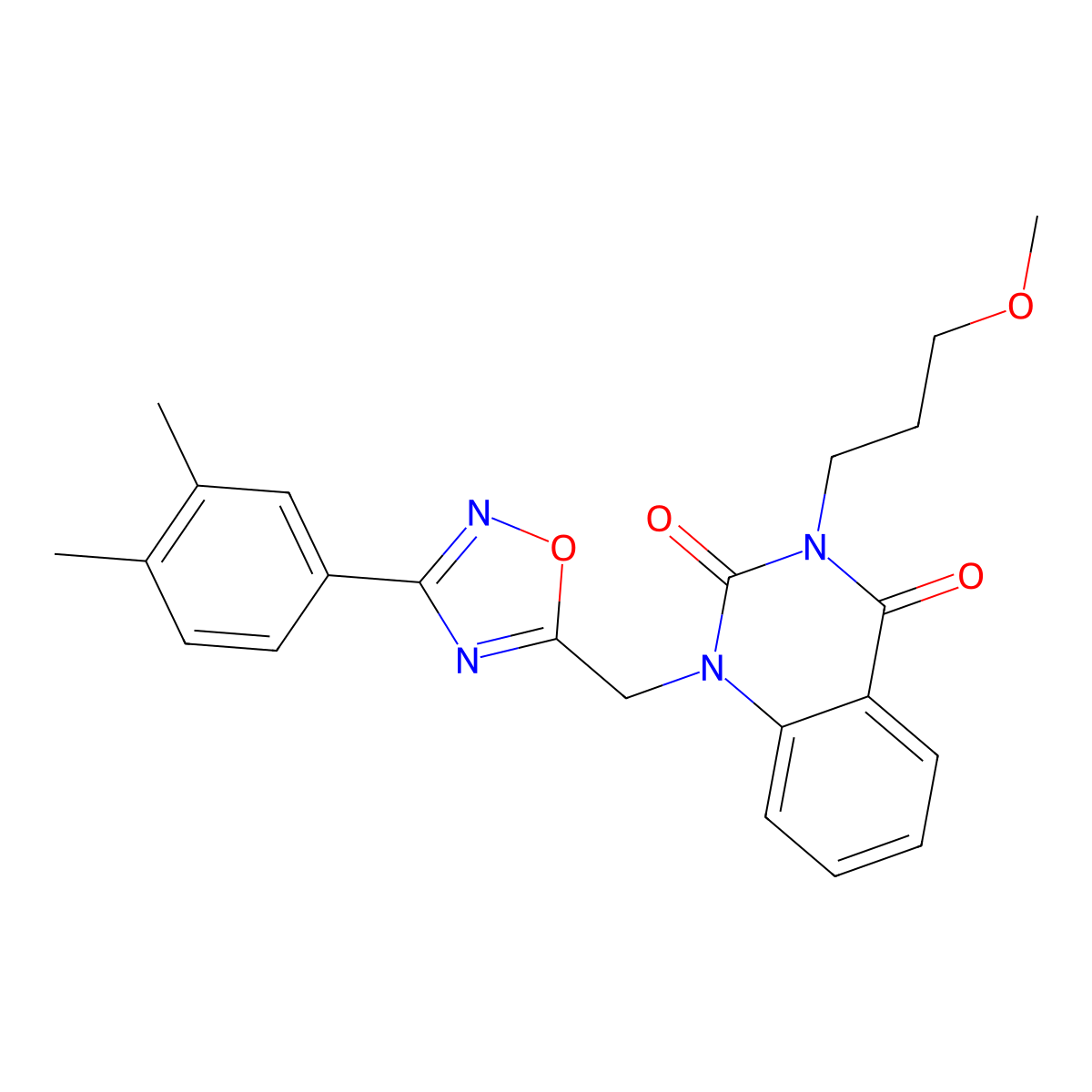 1-((3-(3,4-dimethylphenyl)-1,2,4-oxadiazol-5-yl)methyl)-3-(3-methoxypropyl)quinazoline-2,4(1H,3H)-dione molecular structure, CAS 1207034-02-3