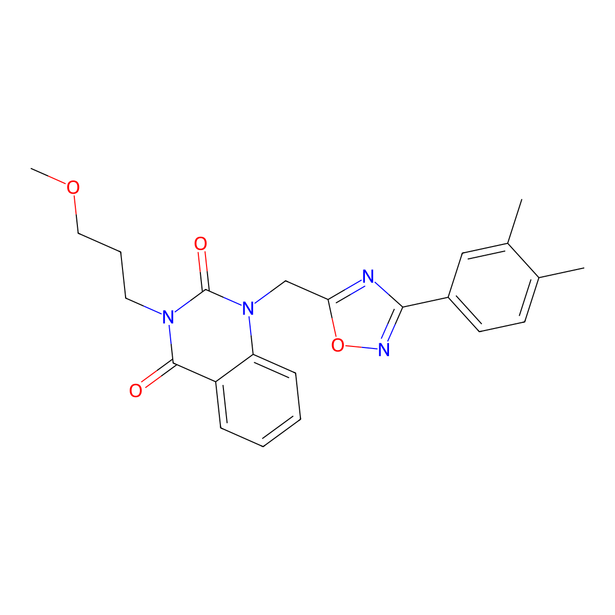1-((3-(3,4-dimethylphenyl)-1,2,4-oxadiazol-5-yl)methyl)-3-(3-methoxypropyl)quinazoline-2,4(1H,3H)-dione molecular structure, CAS 1207034-02-3