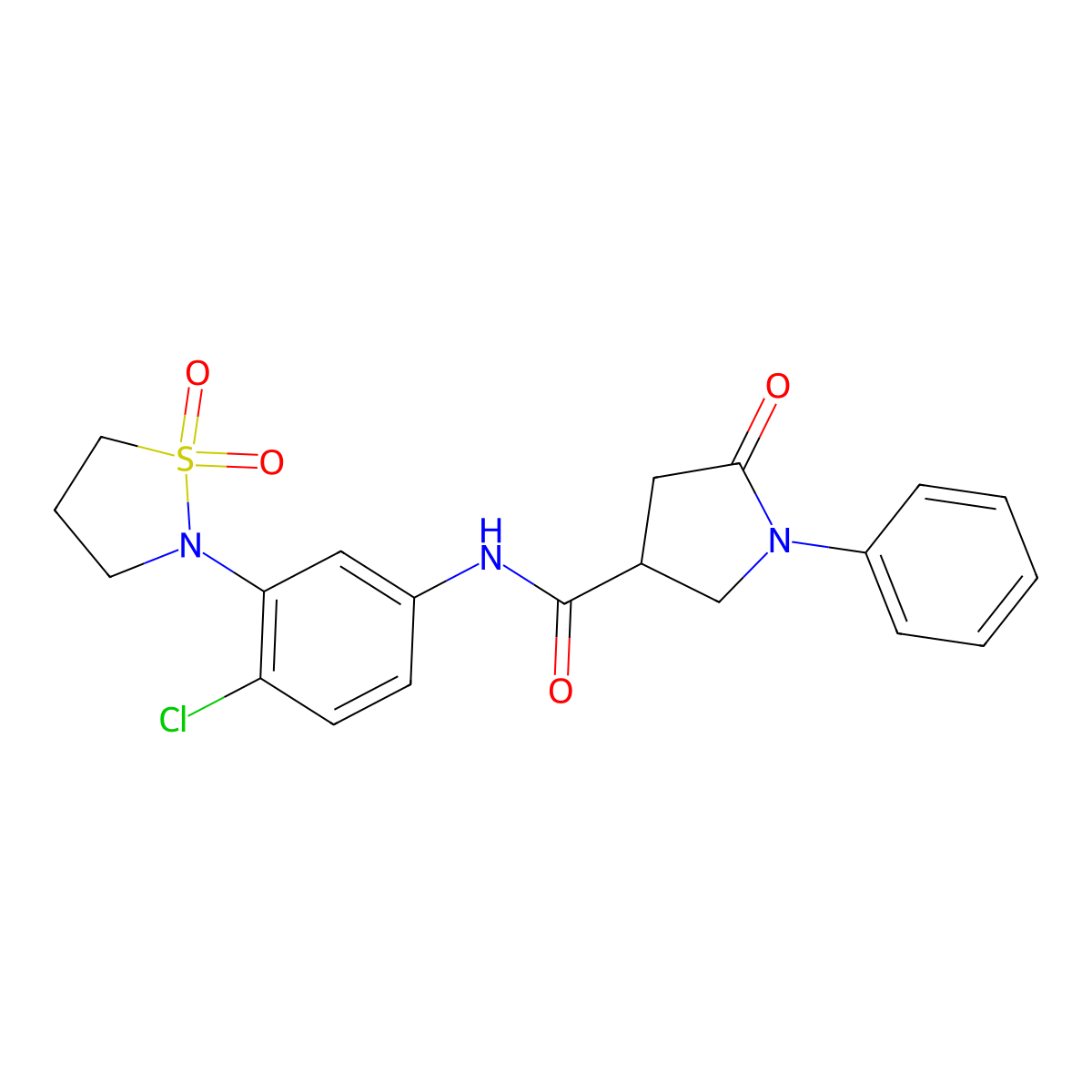 N-(4-chloro-3-(1,1-dioxidoisothiazolidin-2-yl)phenyl)-5-oxo-1-phenylpyrrolidine-3-carboxamide molecular structure, CAS 1207034-05-6