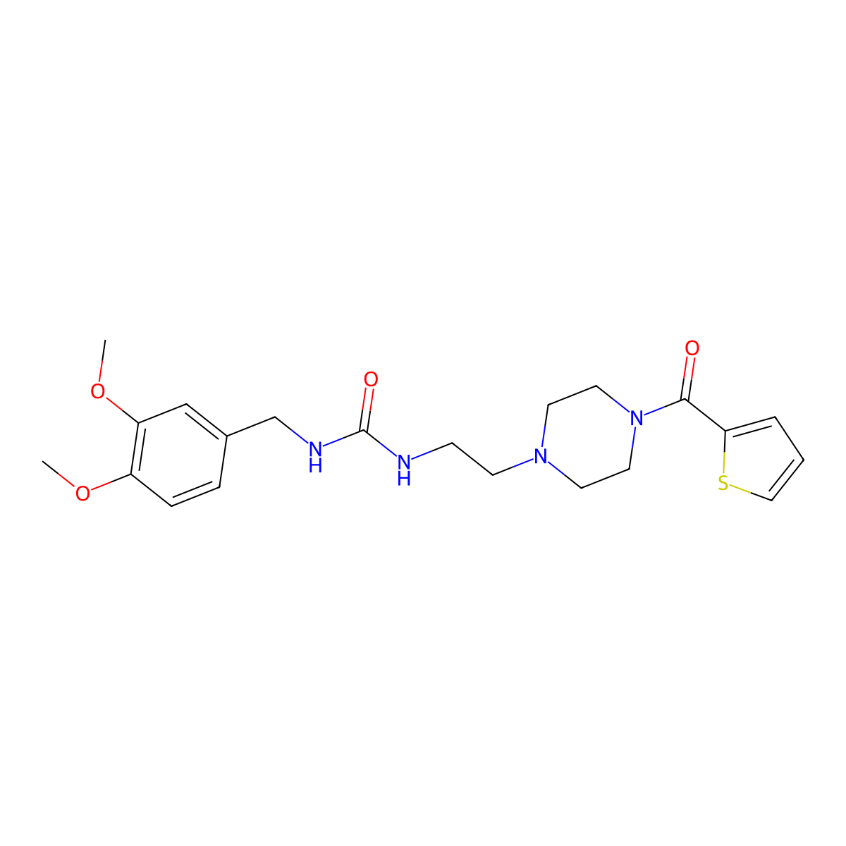 1-[(3,4-Dimethoxyphenyl)methyl]-3-{2-[4-(thiophene-2-carbonyl)piperazin-1-yl]ethyl}urea molecular structure, CAS 1207034-16-9