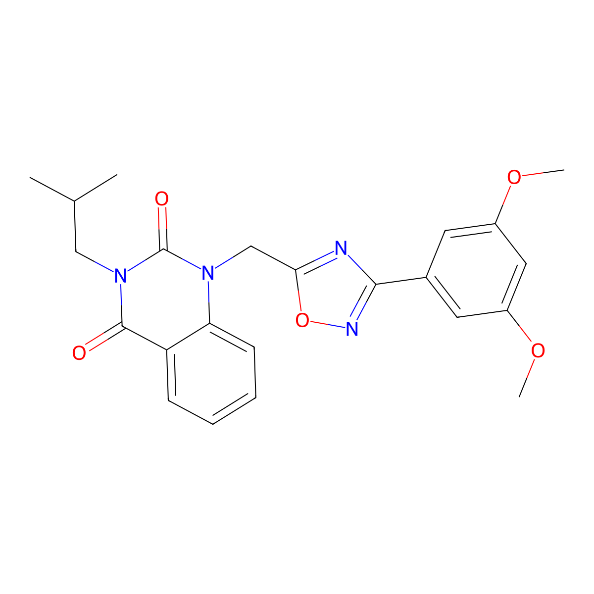 1-((3-(3,5-dimethoxyphenyl)-1,2,4-oxadiazol-5-yl)methyl)-3-isobutylquinazoline-2,4(1H,3H)-dione molecular structure, CAS 1207034-17-0
