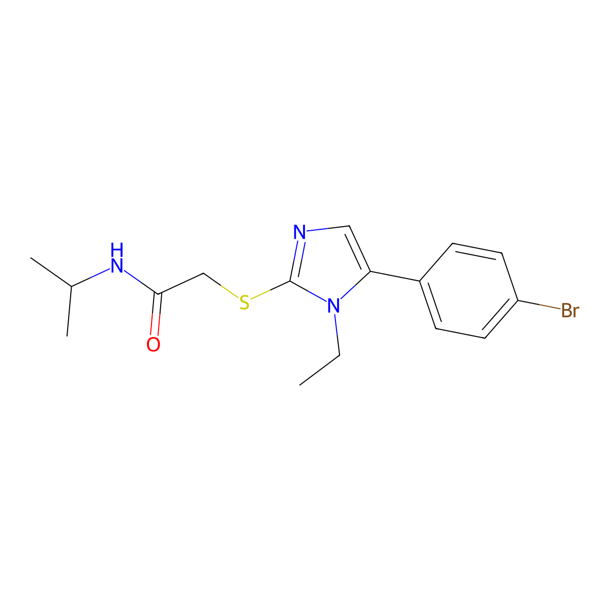 2-((5-(4-bromophenyl)-1-ethyl-1H-imidazol-2-yl)thio)-N-isopropylacetamide molecular structure, CAS 1207034-18-1