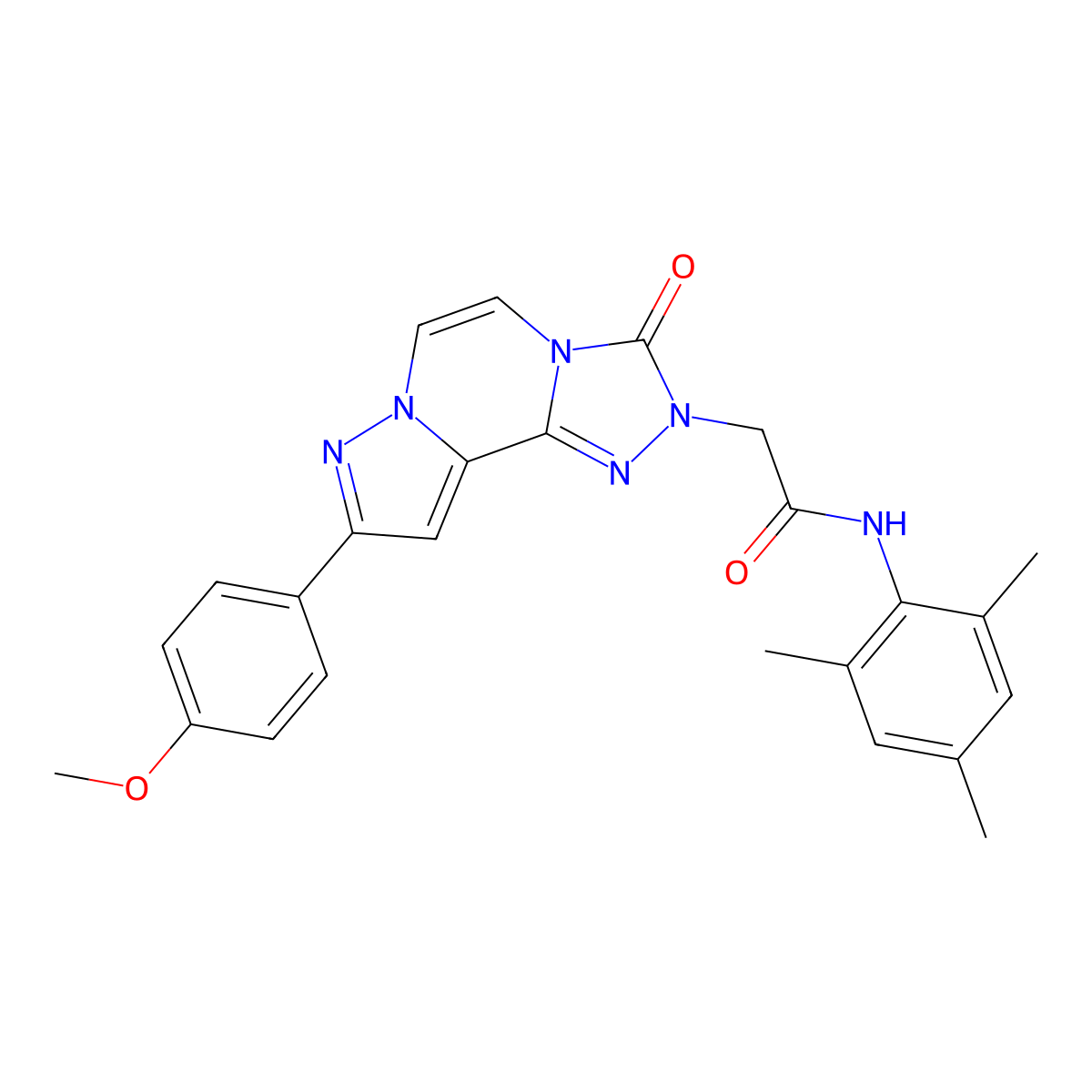 2-[11-(4-methoxyphenyl)-5-oxo-3,4,6,9,10-pentaazatricyclo[7.3.0.0^{2,6}]dodeca-1(12),2,7,10-tetraen-4-yl]-N-(2,4,6-trimethylphenyl)acetamide molecular structure, CAS 1207034-20-5