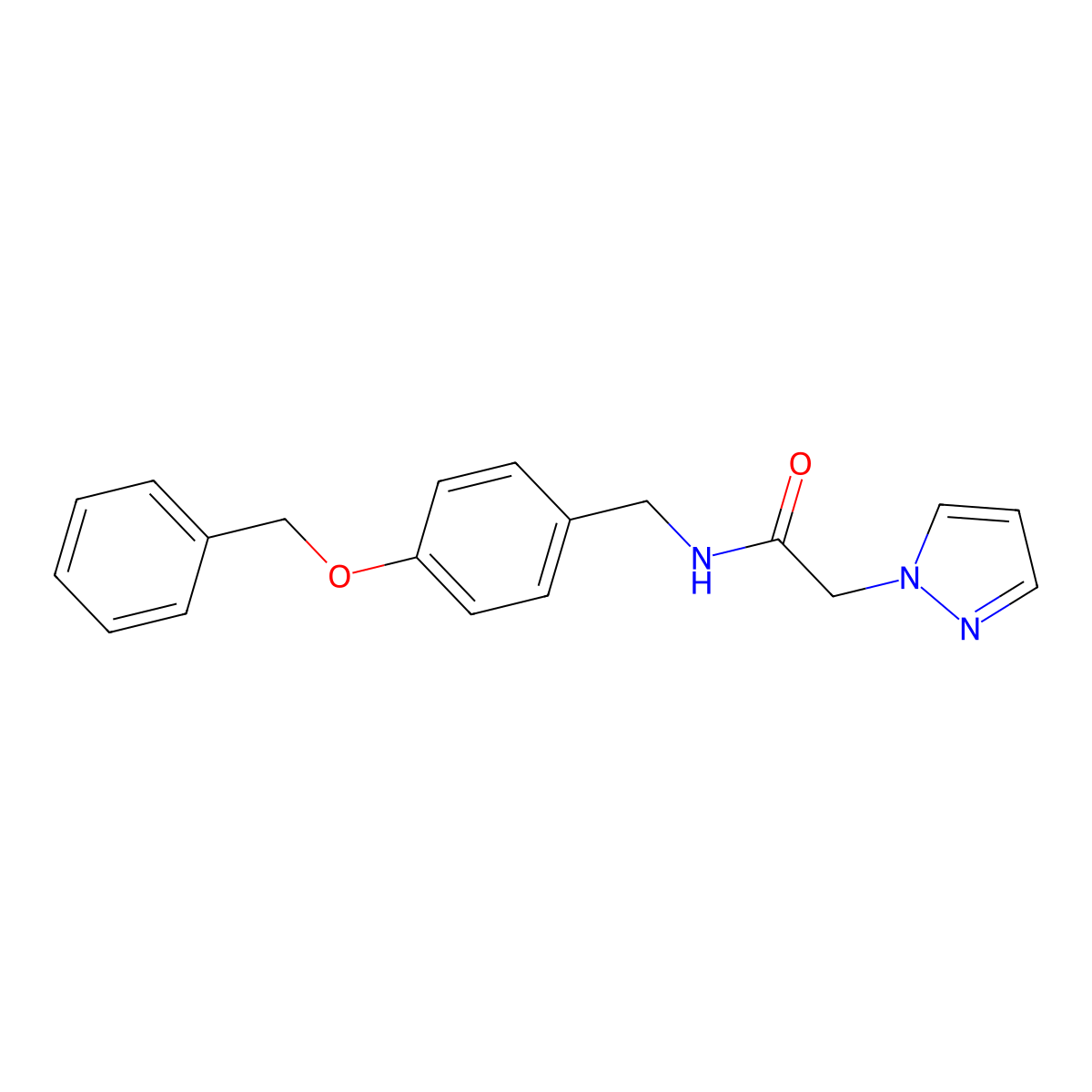 N-(4-(benzyloxy)benzyl)-2-(1H-pyrazol-1-yl)acetamide molecular structure, CAS 1207034-22-7
