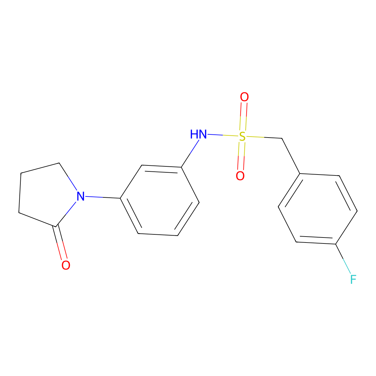 1-(4-fluorophenyl)-N-[3-(2-oxopyrrolidin-1-yl)phenyl]methanesulfonamide molecular structure, CAS 1207034-24-9