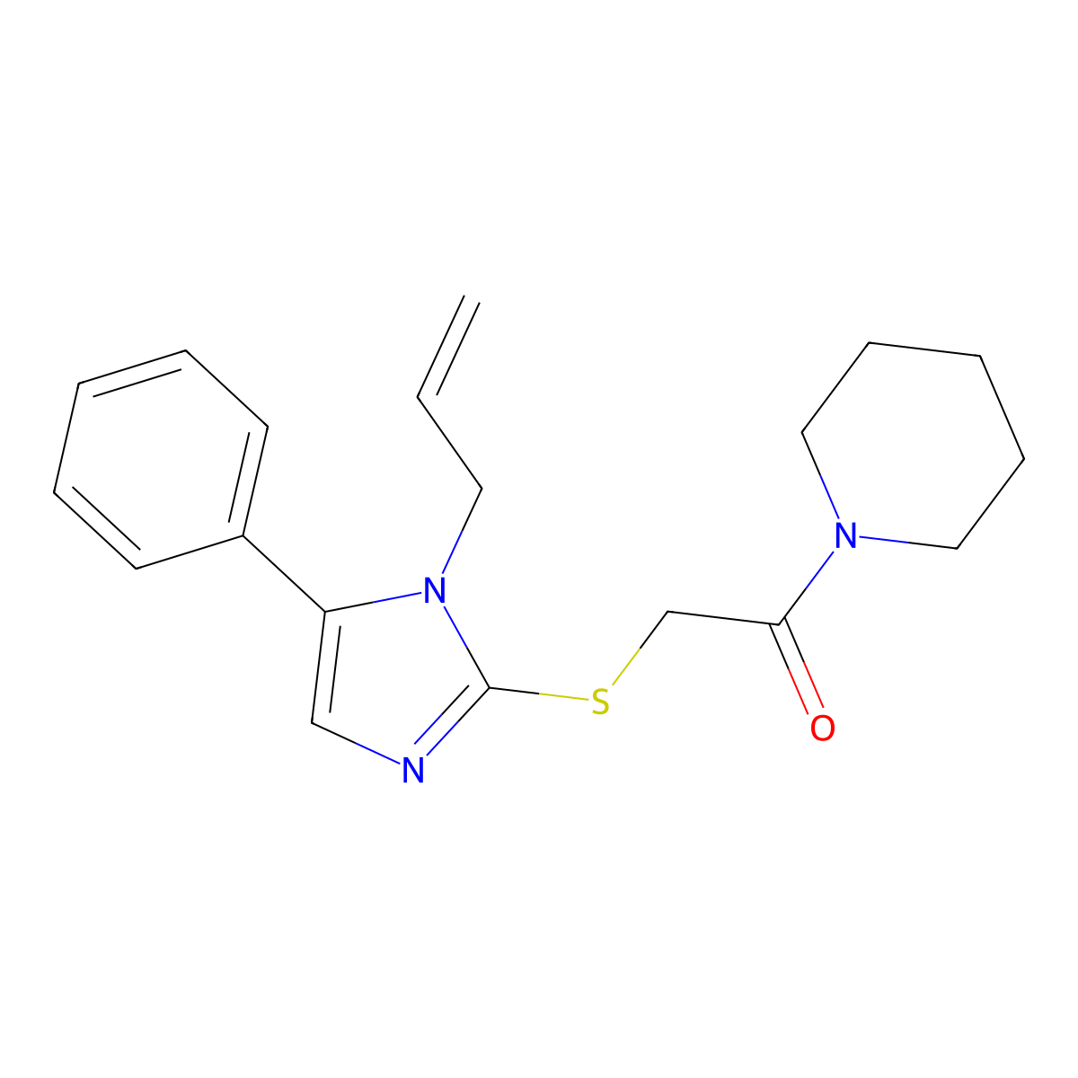 2-((1-allyl-5-phenyl-1H-imidazol-2-yl)thio)-1-(piperidin-1-yl)ethanone molecular structure, CAS 1207034-28-3