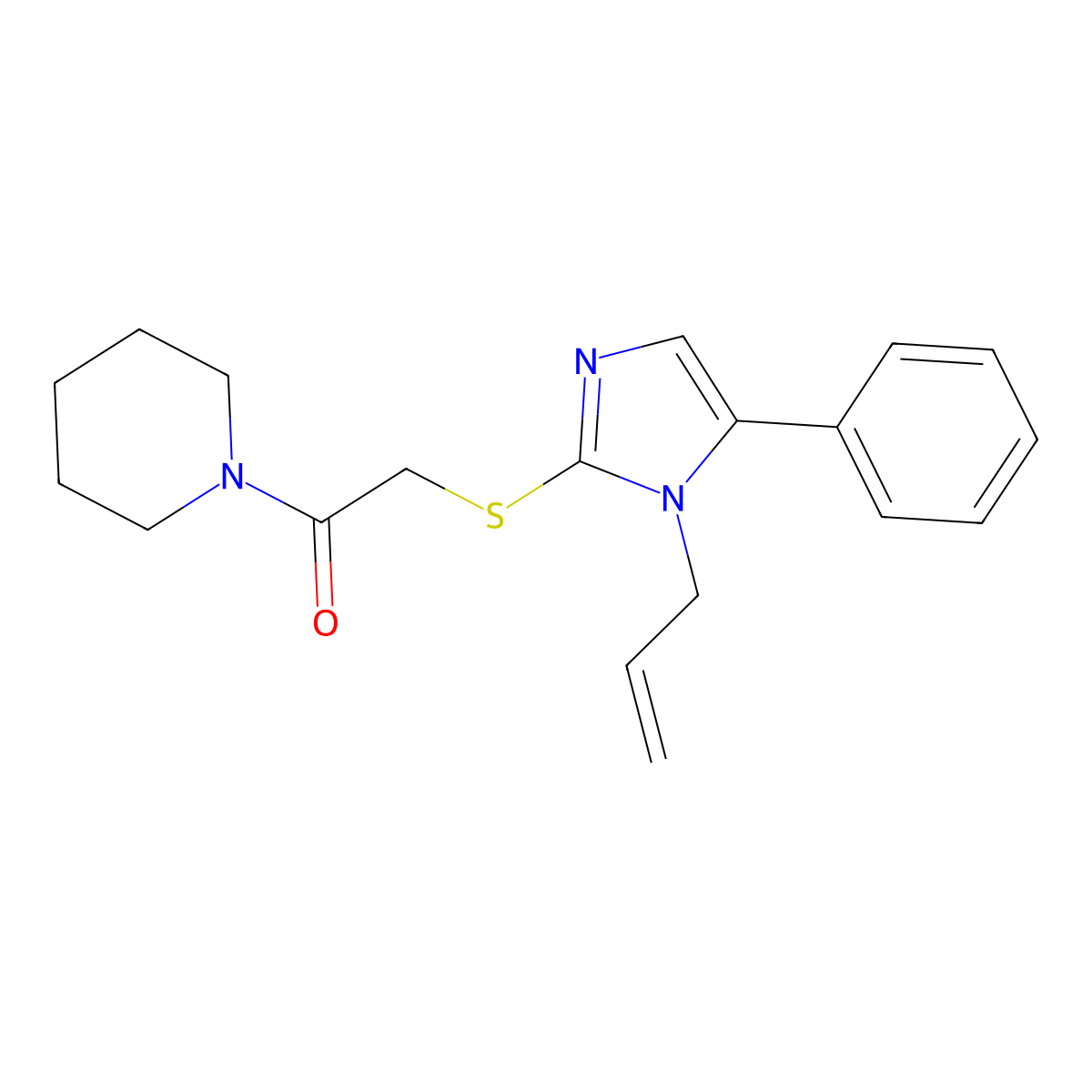 2-((1-allyl-5-phenyl-1H-imidazol-2-yl)thio)-1-(piperidin-1-yl)ethanone molecular structure, CAS 1207034-28-3