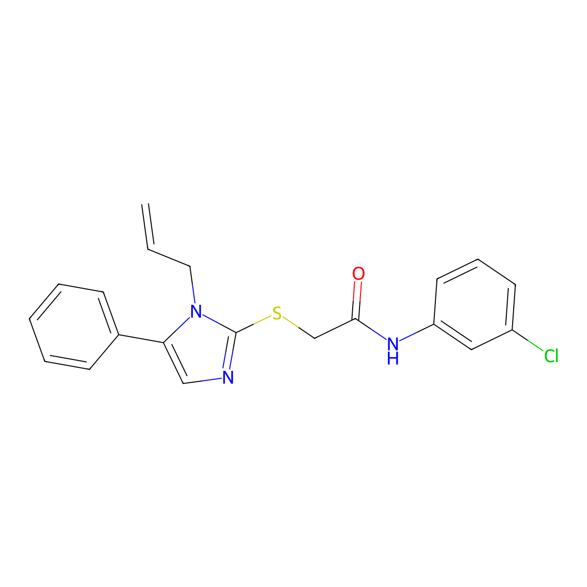 2-((1-allyl-5-phenyl-1H-imidazol-2-yl)thio)-N-(3-chlorophenyl)acetamide molecular structure, CAS 1207034-32-9