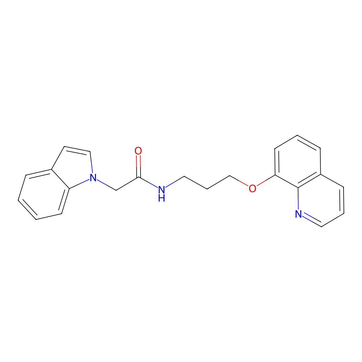 2-(1H-indol-1-yl)-N-[3-(quinolin-8-yloxy)propyl]acetamide molecular structure, CAS 1207034-42-1