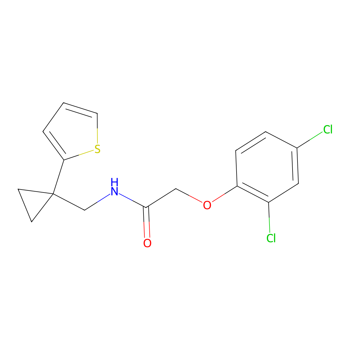 2-(2,4-dichlorophenoxy)-N-{[1-(thiophen-2-yl)cyclopropyl]methyl}acetamide molecular structure, CAS 1207034-49-8