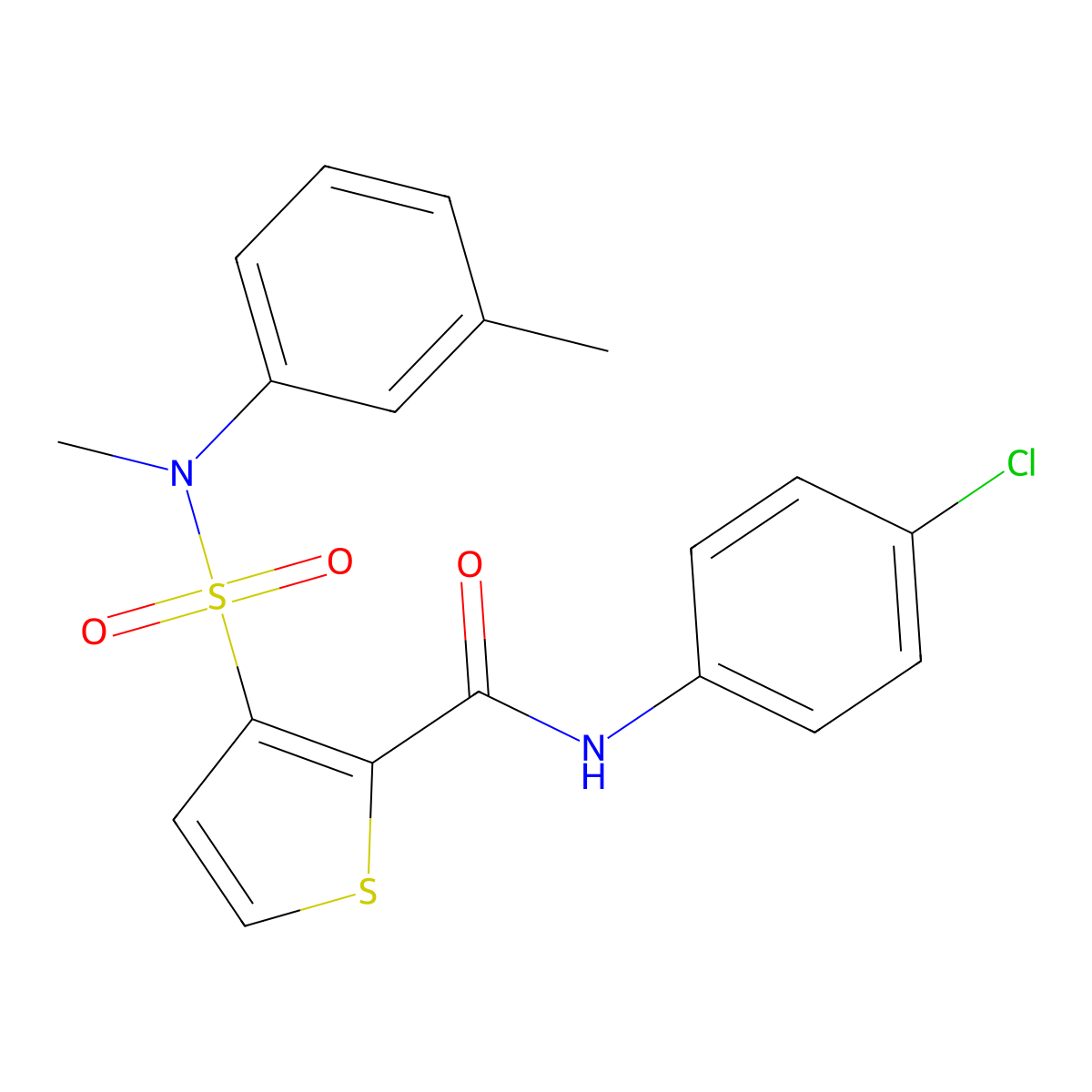 N-(4-chlorophenyl)-3-[methyl(3-methylphenyl)sulfamoyl]thiophene-2-carboxamide molecular structure, CAS 1207034-54-5